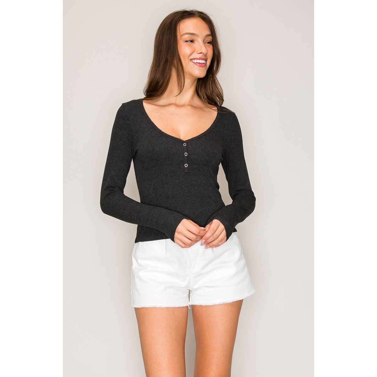 Long Sleeve Henley Top