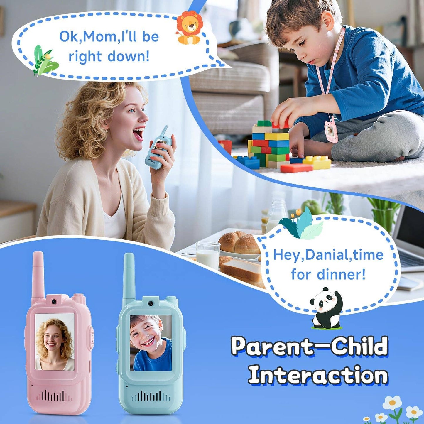 Kids Walkie Talkie Set with Long Range, Clear Sound, Flashli