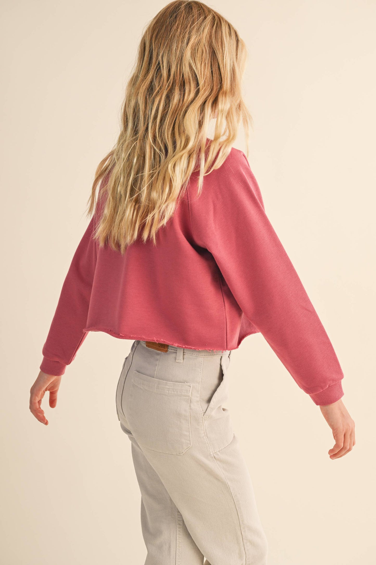TWEEN KIDS GIRLS CROPPED RAGLAN SWEATSHIRT (7-14)