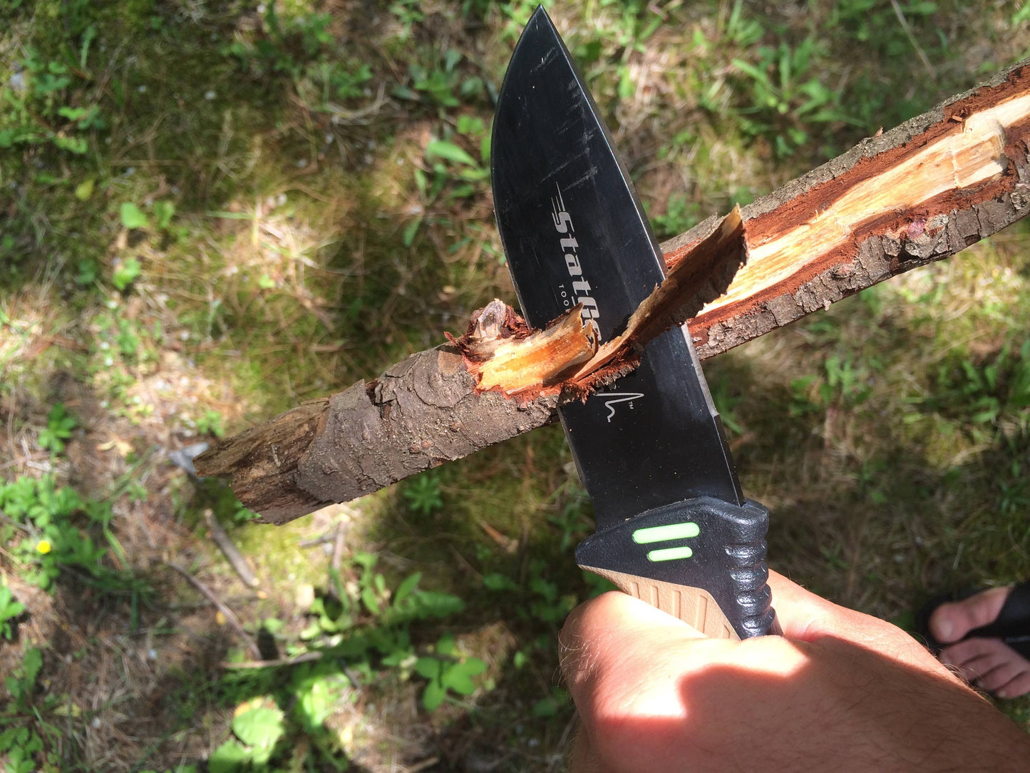 Camping & Hunting Survival Knife w/ Firestarter & Sharpener