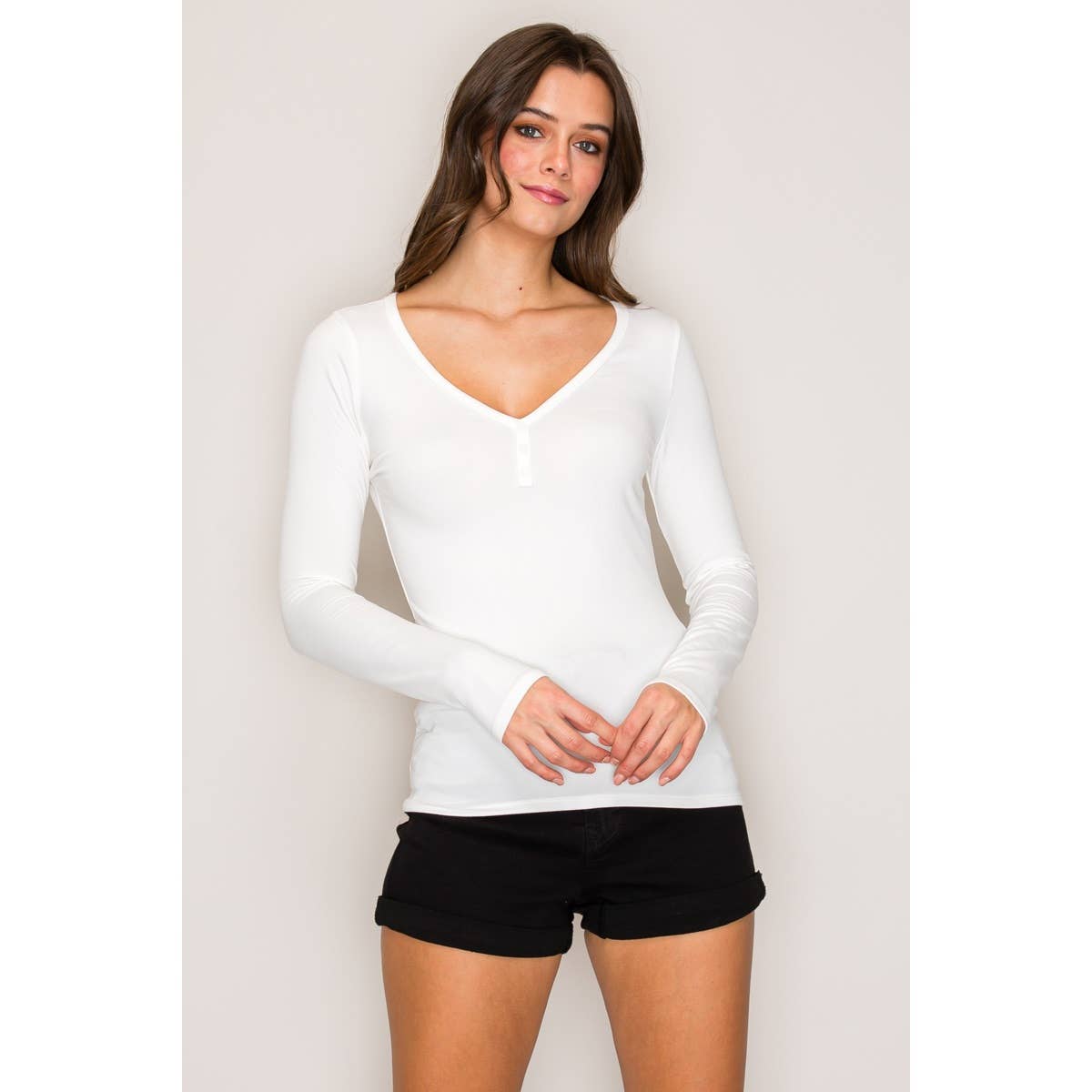 V-Neck Long Sleeve Henley