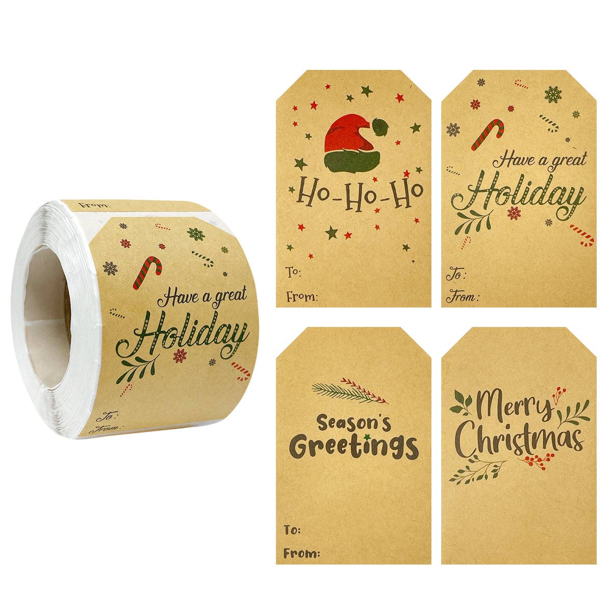Wrapables Christmas Holiday Gift Tag Stickers and Labels