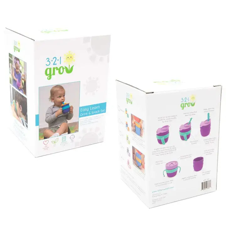 321 Grow Easy Learn Silicone Drink & Snack Set - Grape