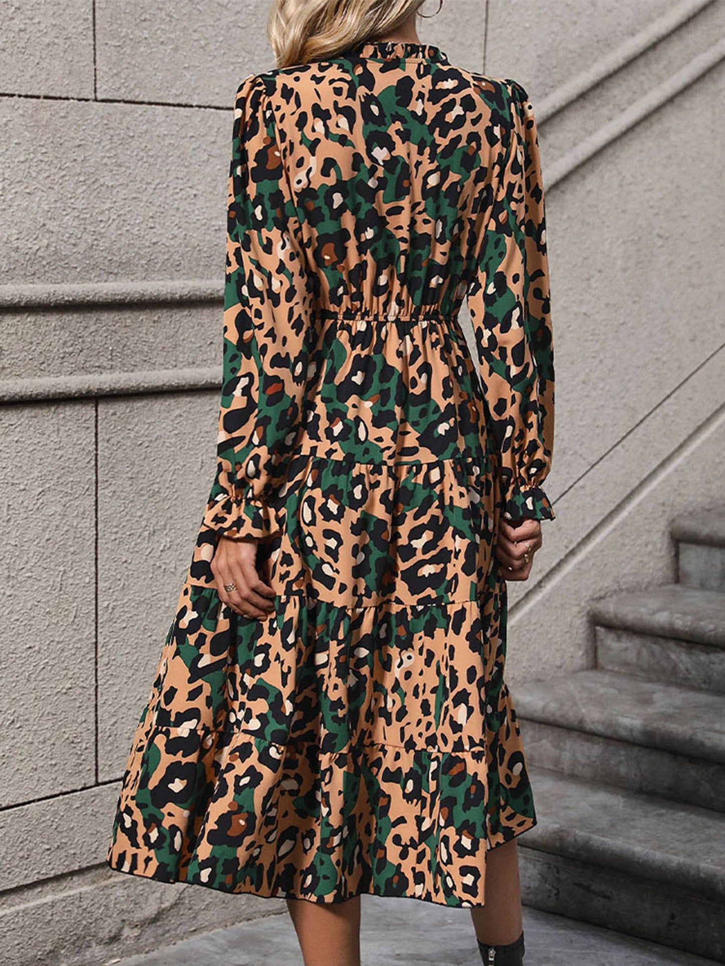 Long Sleeved Leopard Print Dress