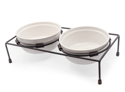 ThoozyPet Stoneware Pet Double Diner White 24 oz