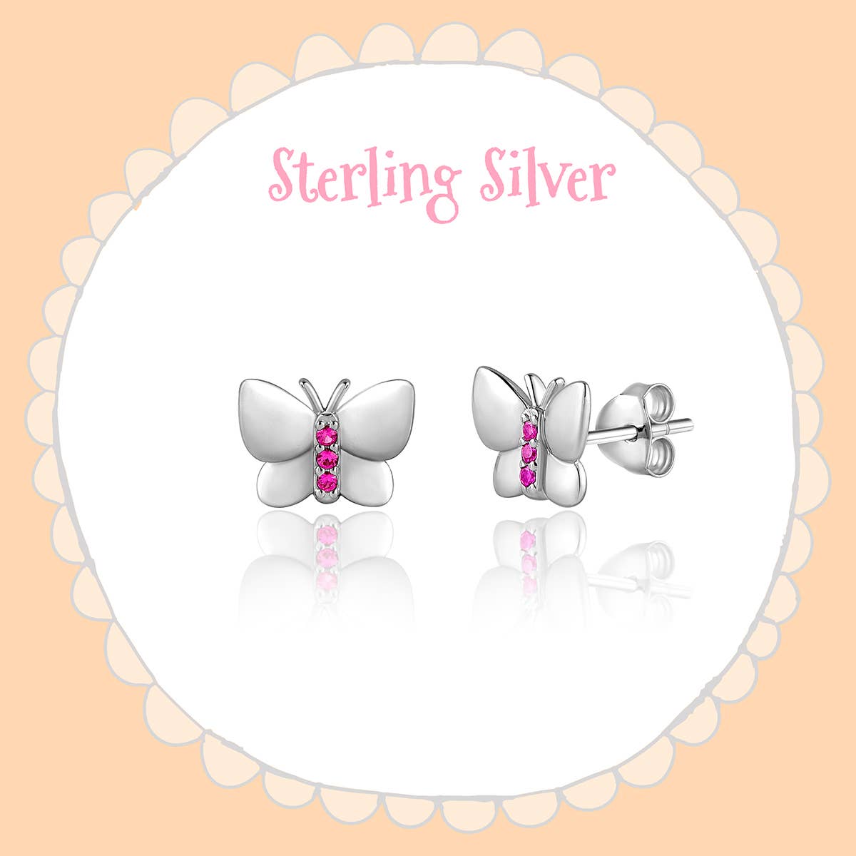 Butterfly Earrings | 925 Sterling Silver | Pink CZ