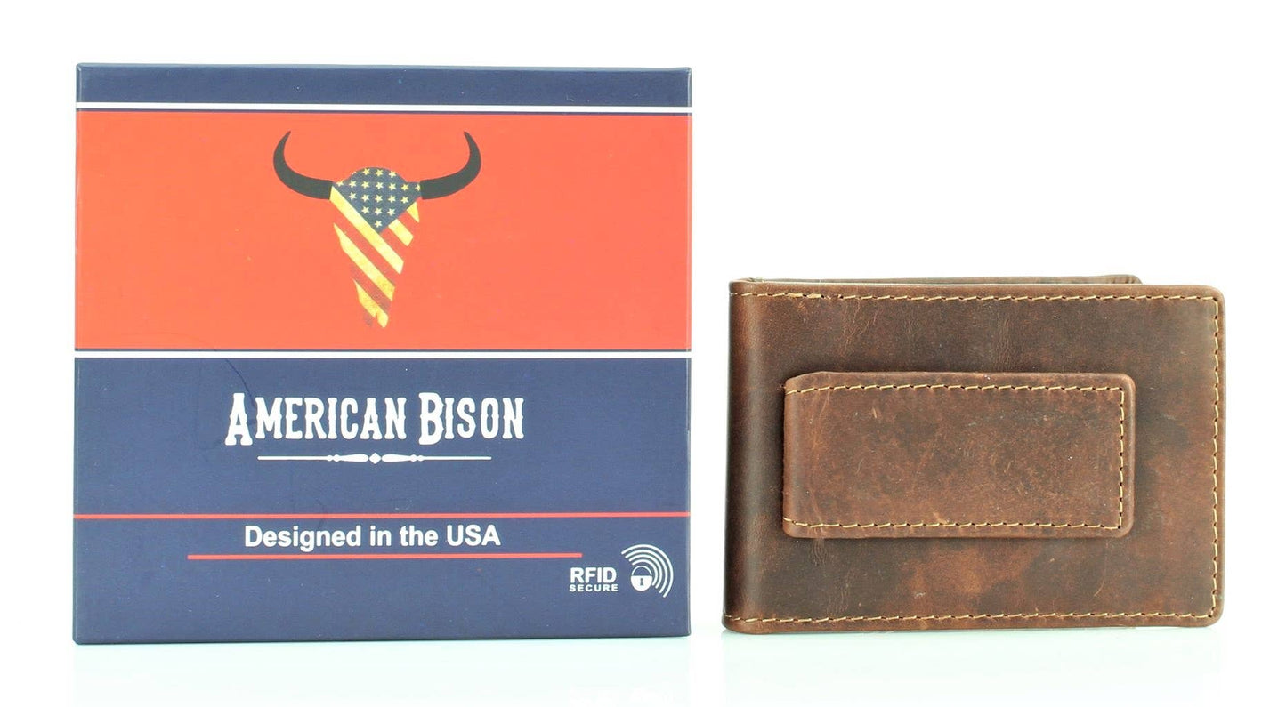 American Bison Bifold Money Clip Card Case 8034