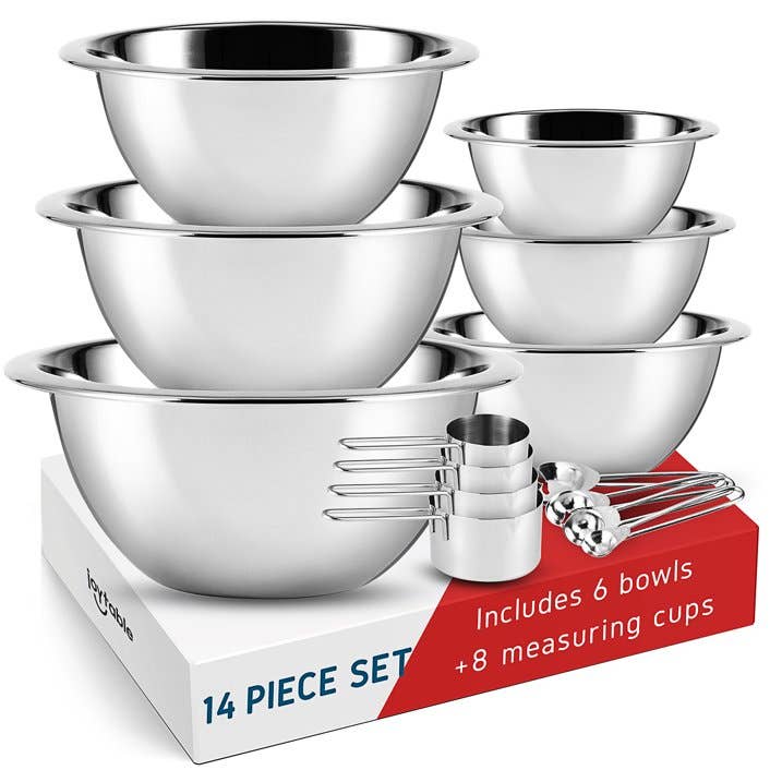 Premium Stainless Steel 6pc Mixing Bowls/Measuring Cups
