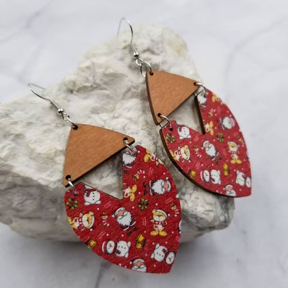 Mixed Wooden Christmas Earrings