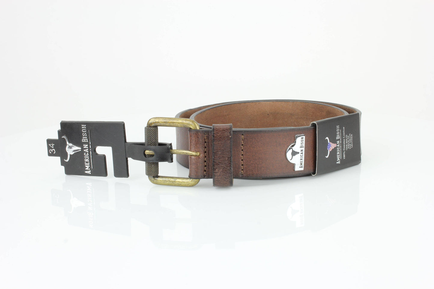 Full Grain Leather Belt with Bison Medallion ABB 007