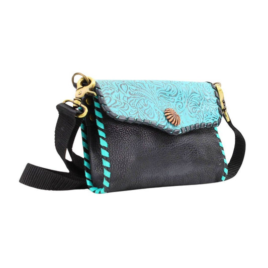 American Bison Tooled Turquoise Flap Over Clutch # AB 2409