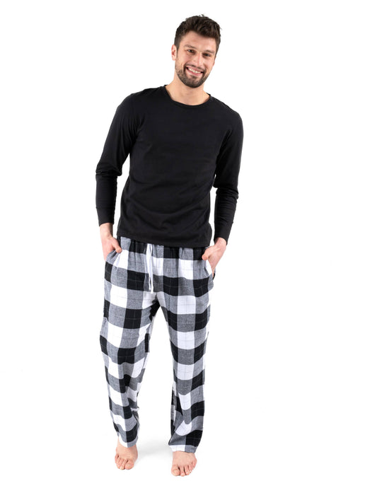Mens Cotton Top & Flannel Pants Pajama Set