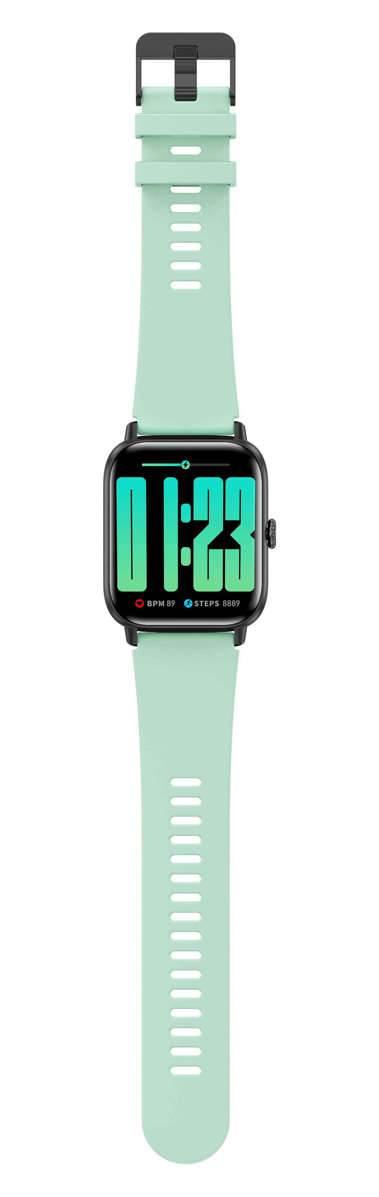 Smart Rectangle Green silicon watch works w/Android & Apple