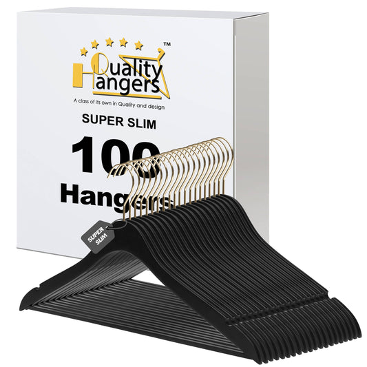 WS70 Ultra Slim Suit Hangers with Pant Bar Black/gold - 100