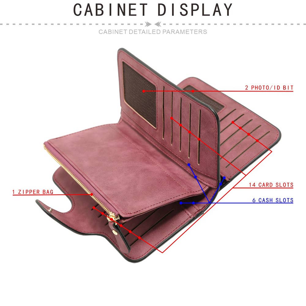Long women's matte PU multi-purpose women's wallet
