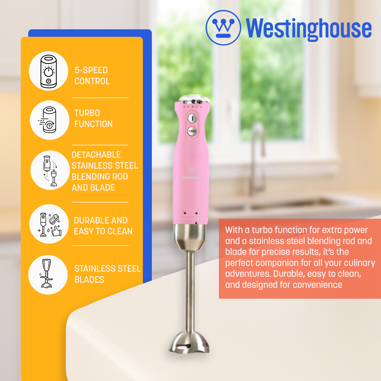 Westinghouse Multi-Speed Hand Blender - Retro Series