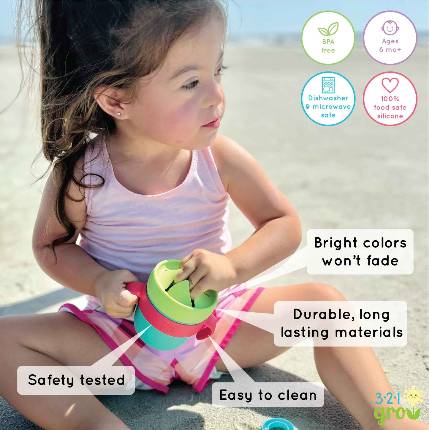 321 Grow Easy Learn Silicone Drink & Snack Set - Grape