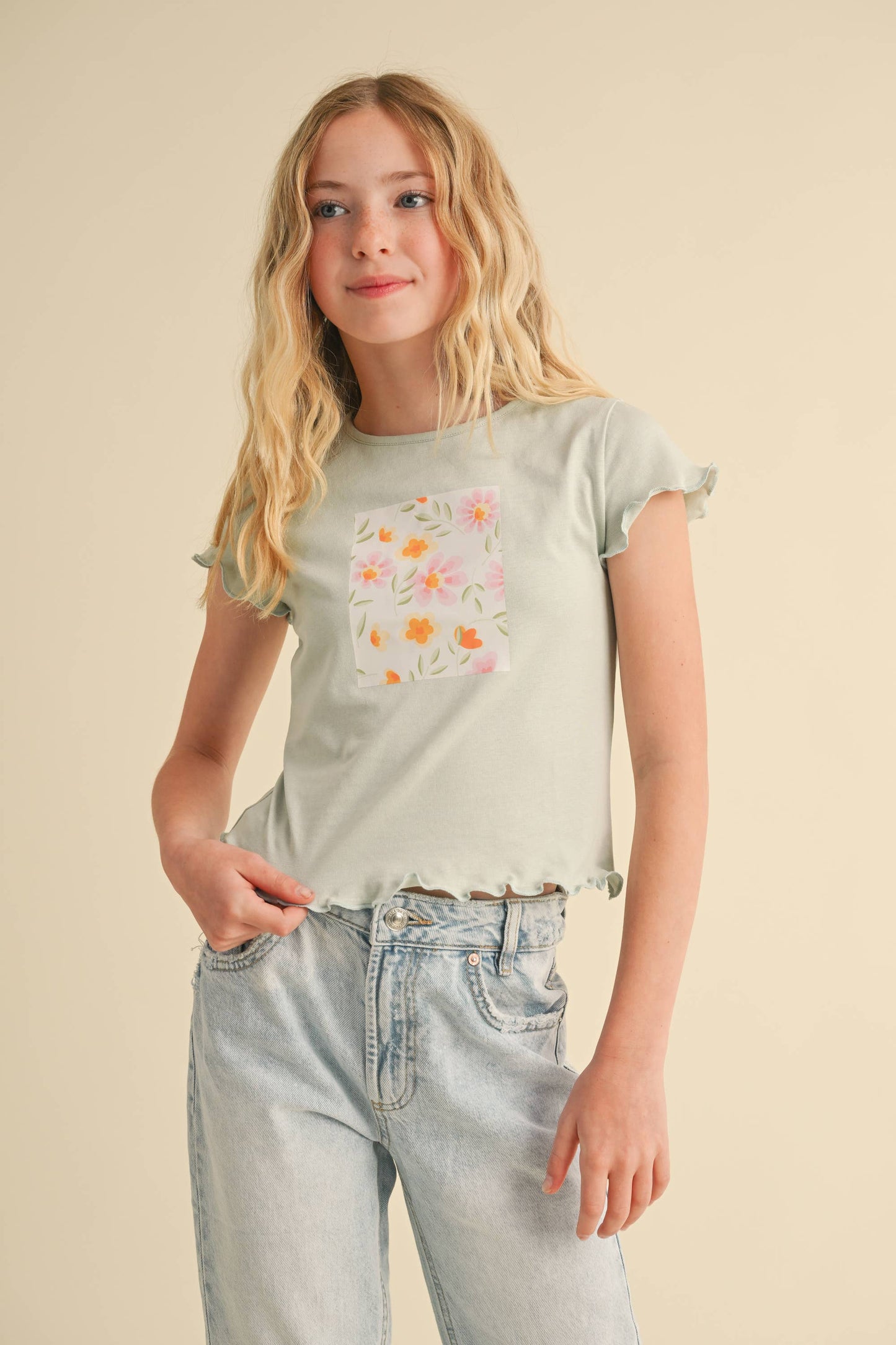 TWEEN GIRLS KIDS FITTED SCREEN TOP  (7-14)