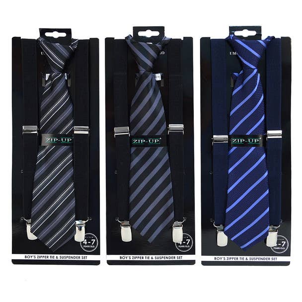 Boy's (4~7 years) Zipper Tie & Suspender Set