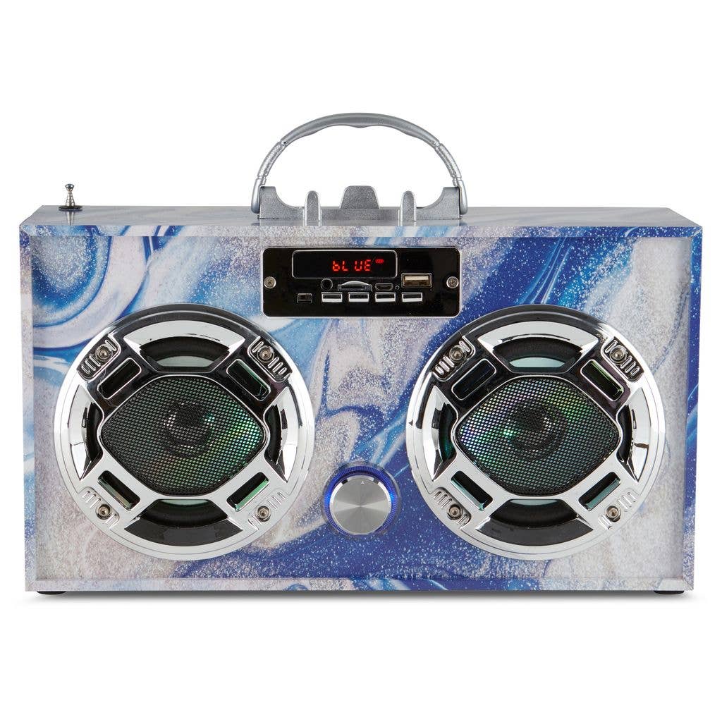 Blue Swirl Wireless Boombox & FM Radio
