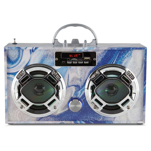 Blue Swirl Wireless Boombox & FM Radio