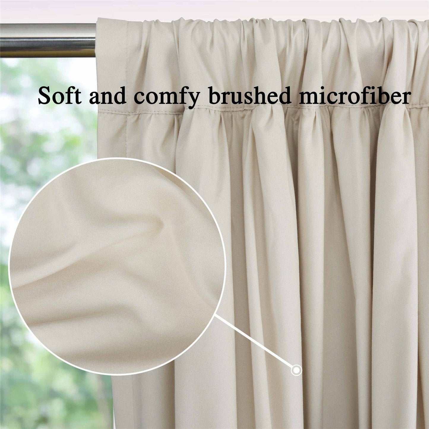 HIG Farmhouse Ruffle Window Curtains with Blackout Liner