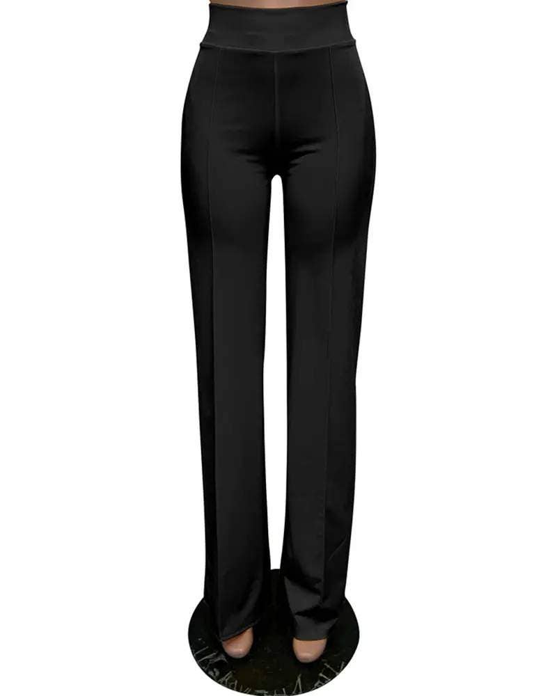 High waist straight leg pants