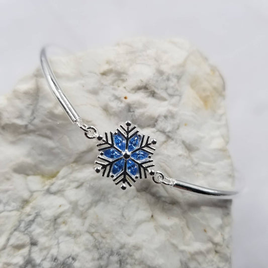Sparkle Blue Crystal Snowflake Christmas Bracelet