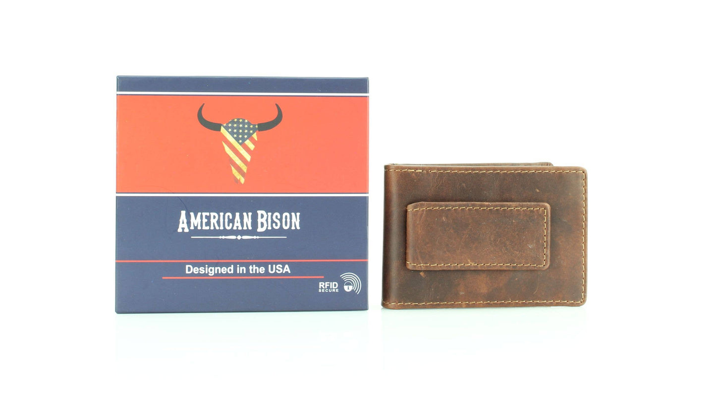 American Bison Bifold Money Clip Card Case 8034