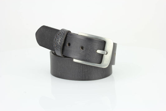 Grain Leather Belt w/ Western Loop & Metal Logo ABB 015