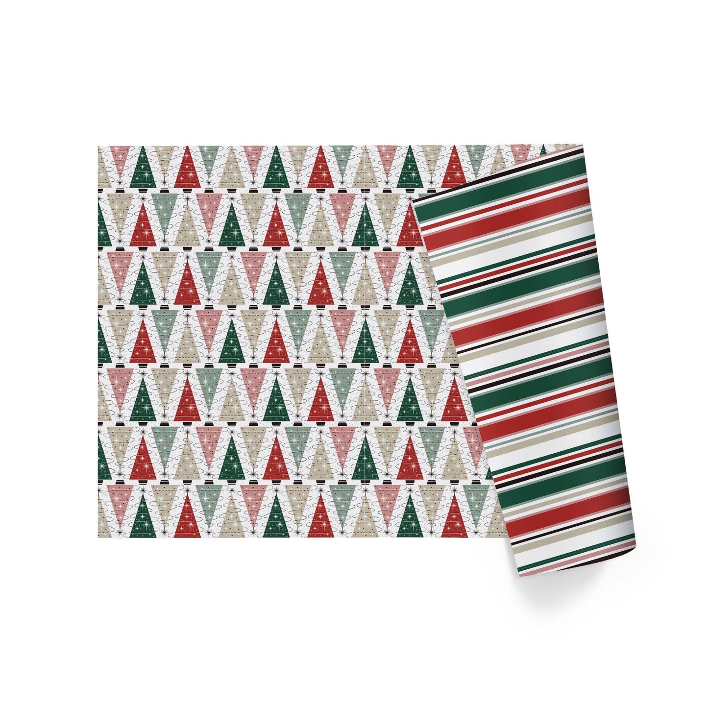 30" x 10' Wrapping Paper | Retro Trees/Retro Multicolor Str