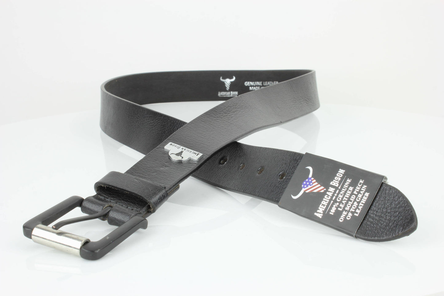 Full Grain Leather Belt with Bison Medallion ABB 007