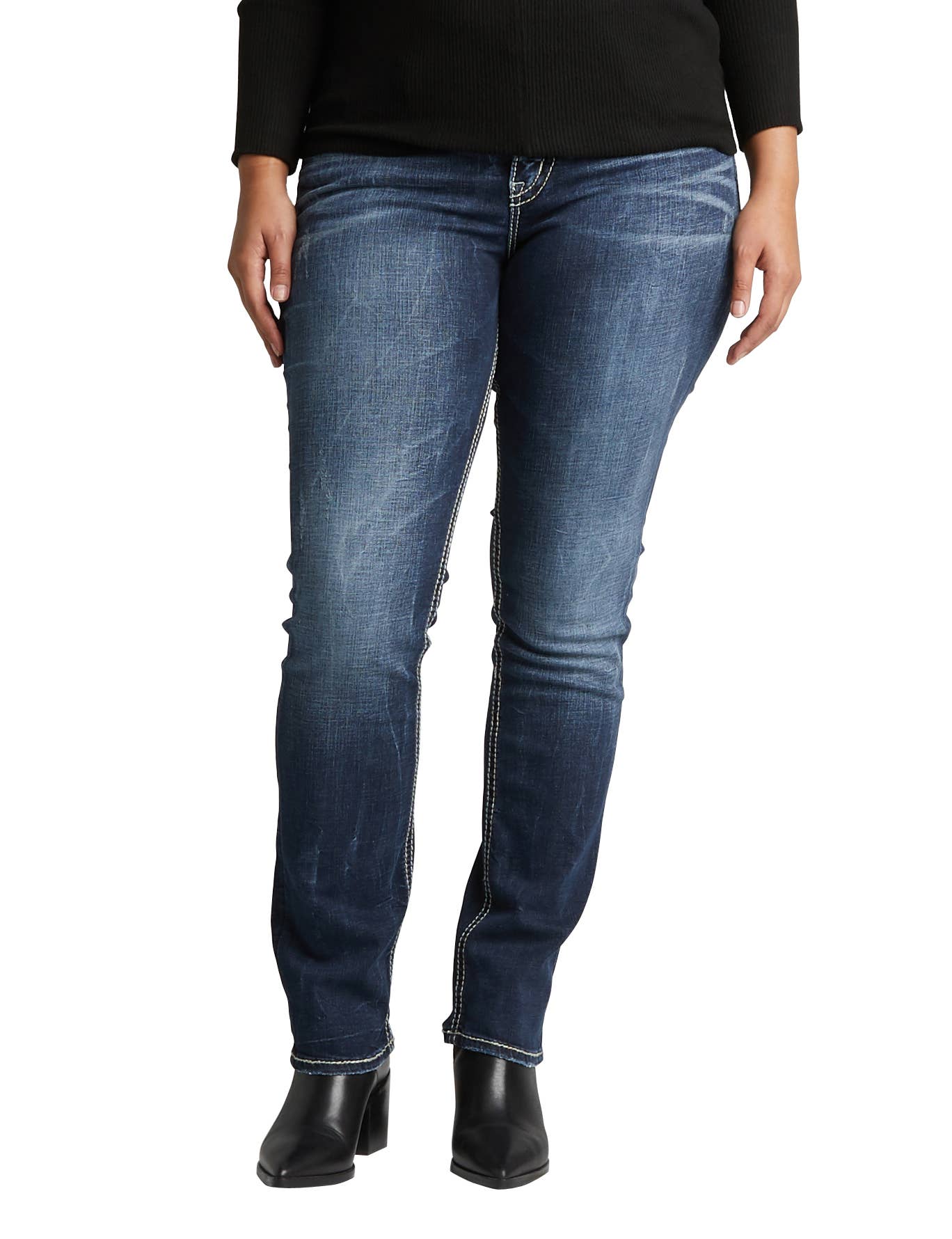 Silver Jeans Co. Plus Suki Curvy Fit Straight Jeans SDI349