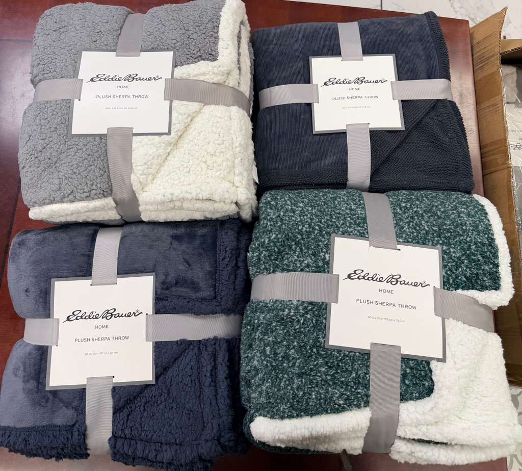 EDDIE BAUER Sherpa Flannel Fleece Throw Blanket - 60x70”