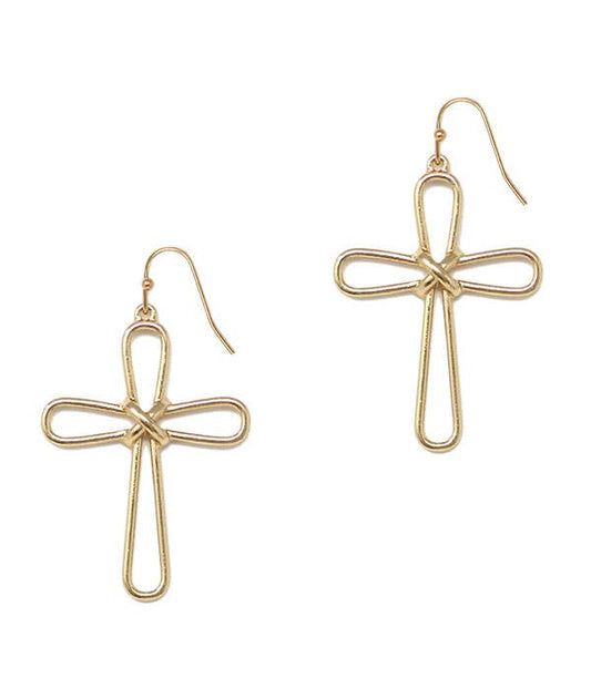 ( G615 )  WIRE CROSS EARRING