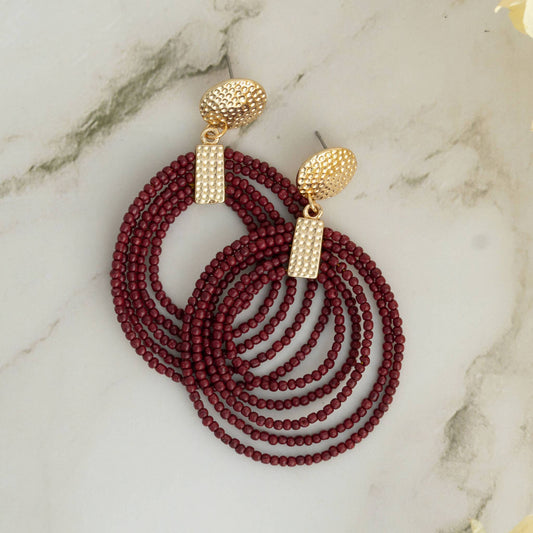 Marise Hoop Seed Bead Nickel-Free Drop Earrings