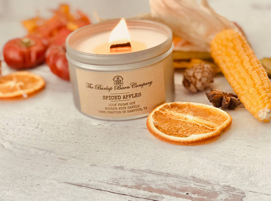 Wholesale 8 oz Handpoured Wooden Wick Soy Fall Candle Tins
