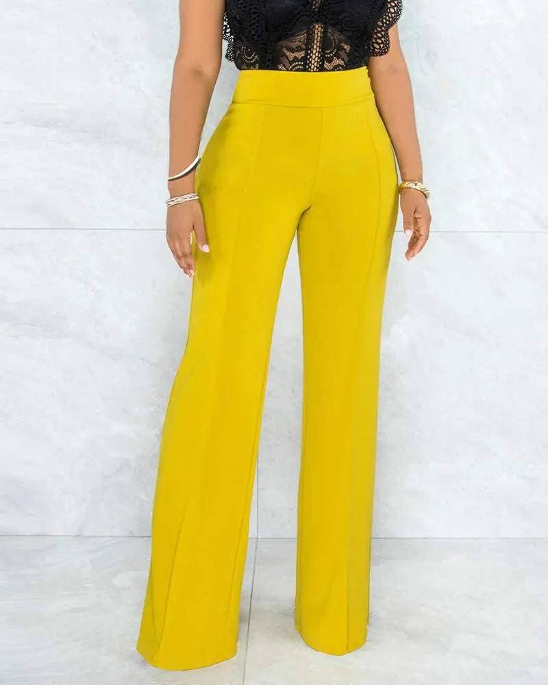 High waist straight leg pants