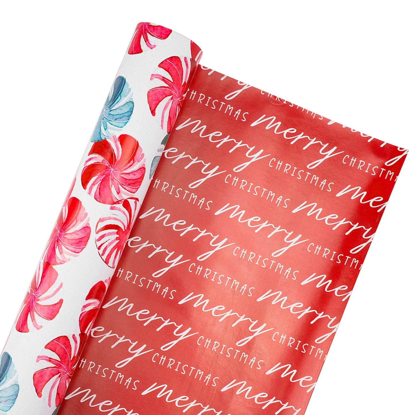 Reversible Holiday Wrapping Paper Watercolor Peppermints