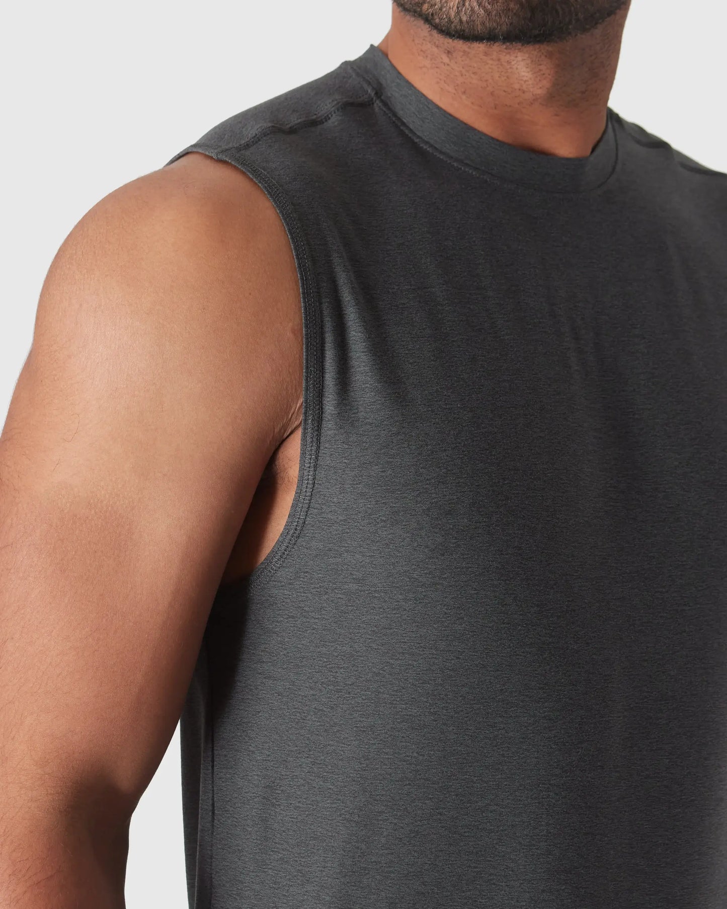 Sleeveless Muscle Tee | Active | Charcoal Heather Gray