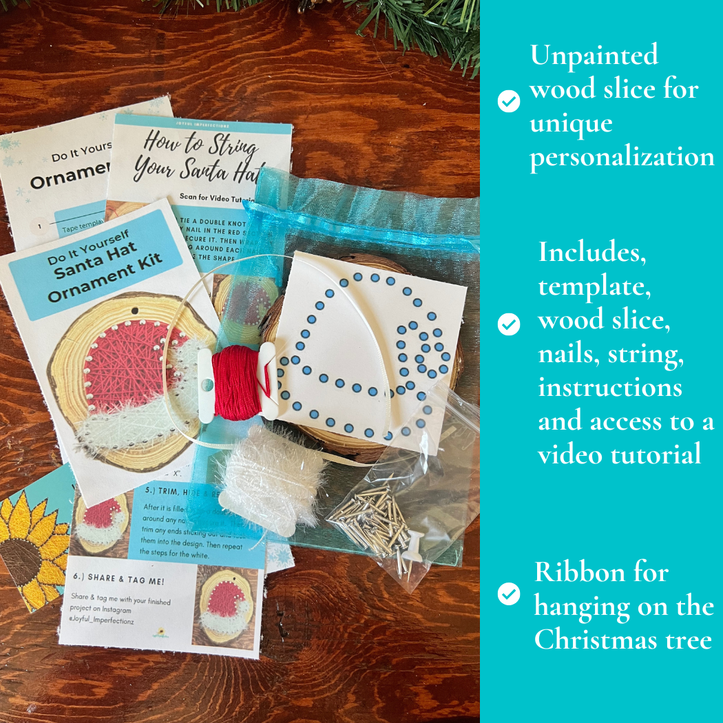 Santa Hat String Art Ornament Kit: DIY Christmas Craft