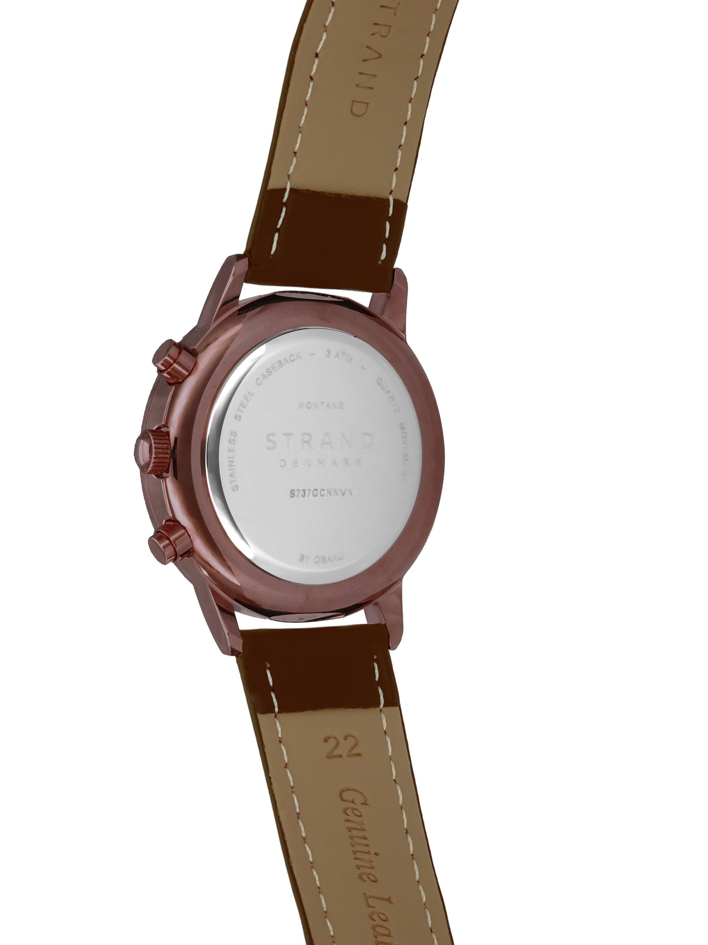 Men's Brown chronograph watch w/ date window & leather strap