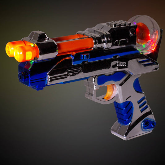 LED Spinning Pistol Toy Gun with Sound and Flashlight