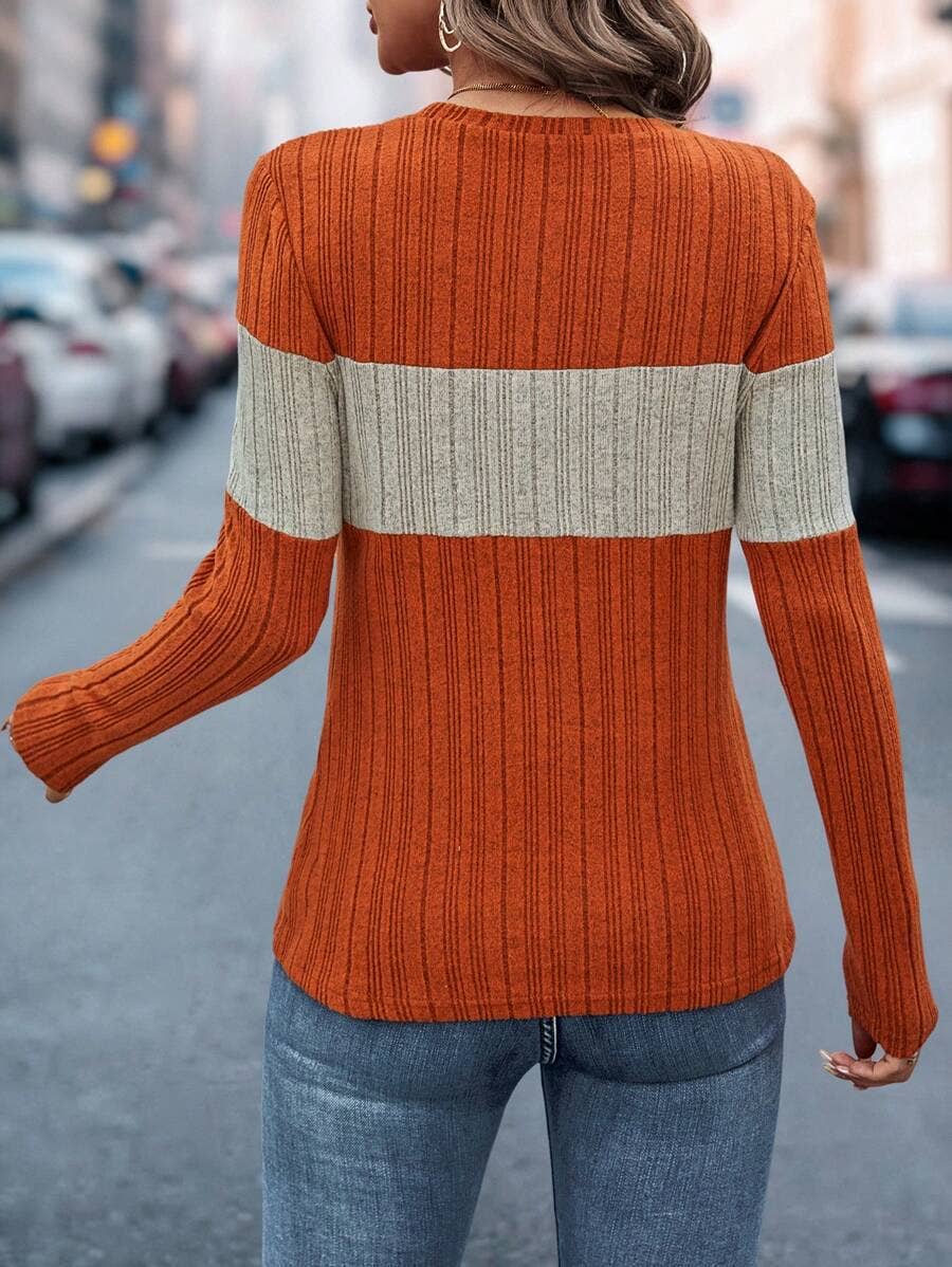 LOOSE CASUAL COLOR MATCHING PULLOVER T-SHIRT