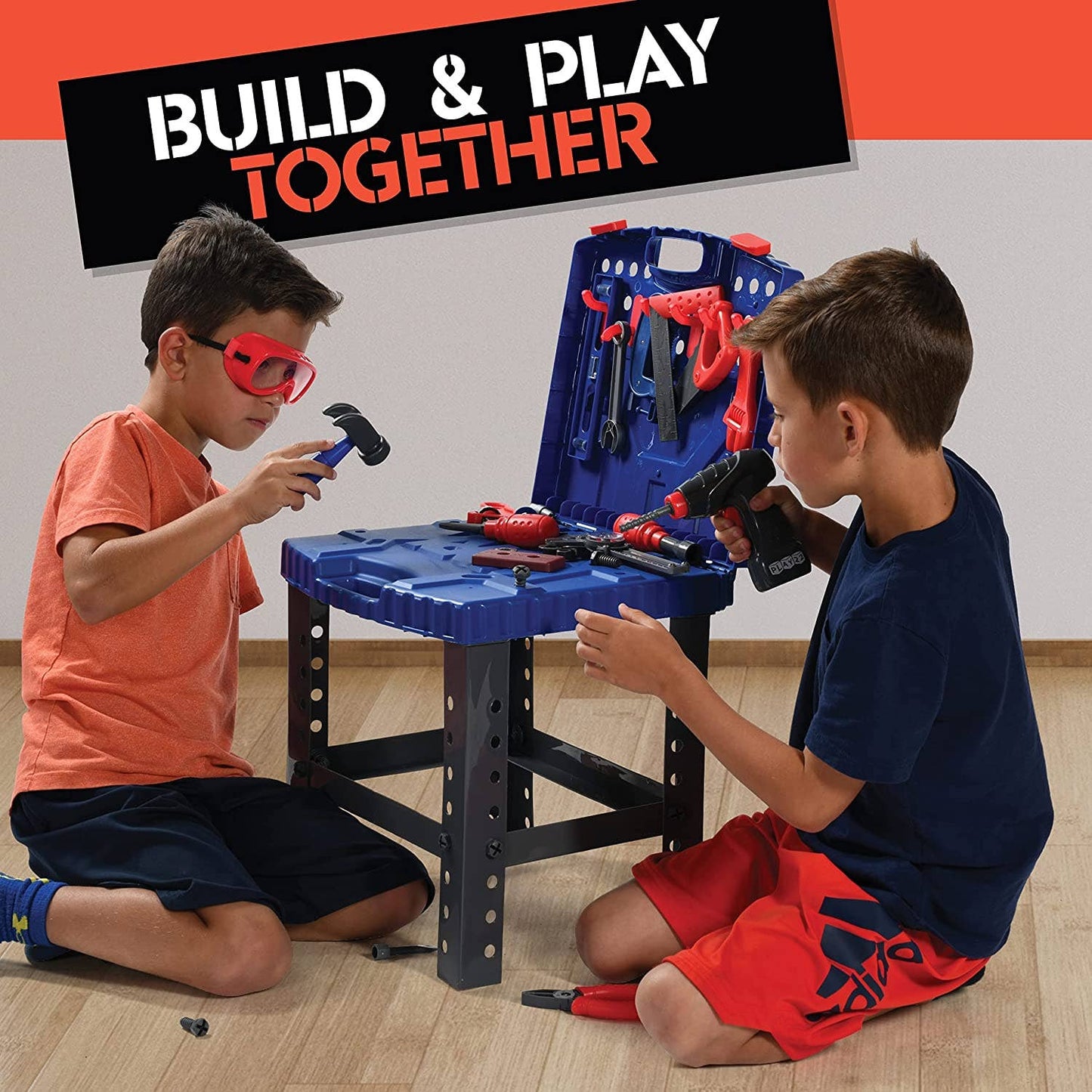 76 Pcs Kids Tool Bench Set, Foldable Toddler Tool Set