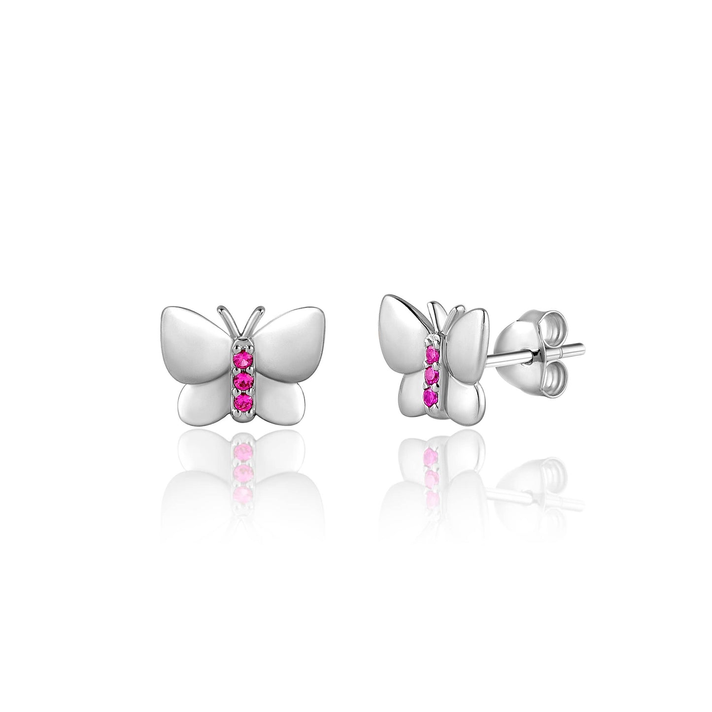 Butterfly Earrings | 925 Sterling Silver | Pink CZ