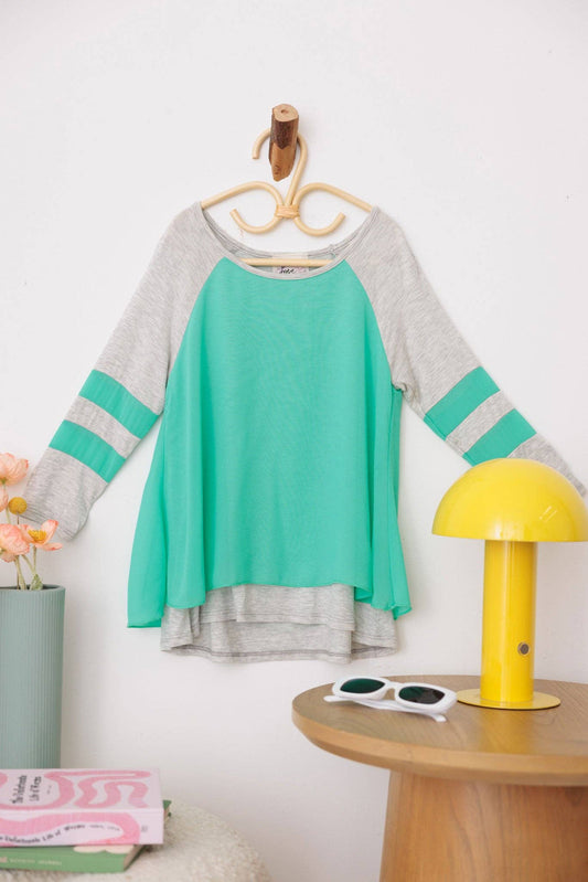 Girls Basic Soft Two Colors Long Sleeve Top