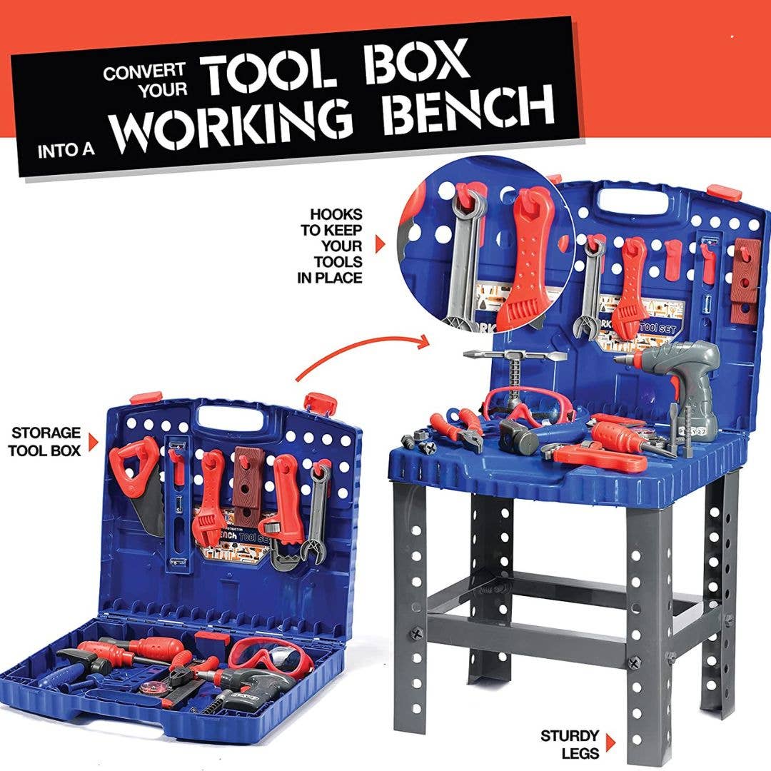 76 Pcs Kids Tool Bench Set, Foldable Toddler Tool Set