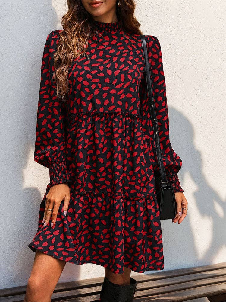 Leopard Print Long-sleeved Dress