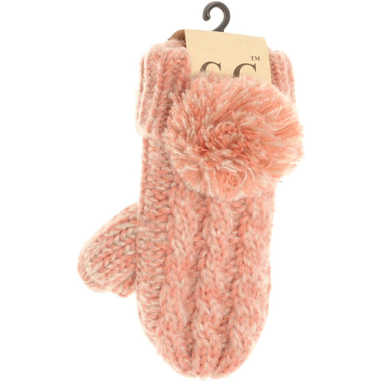 Kids CC Multi-Tone Double Pom Fuzzy Lined Mittens